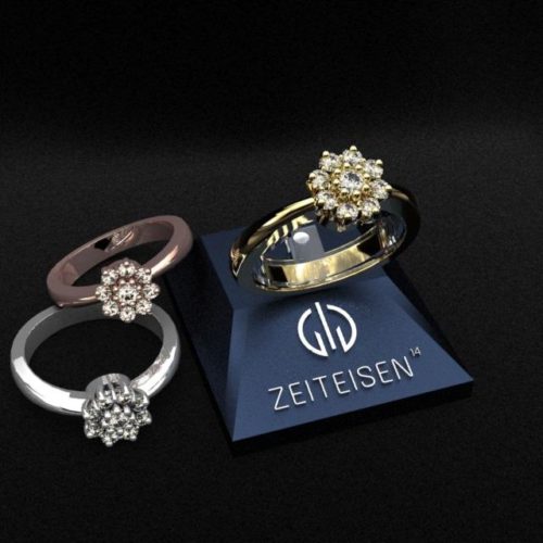 Verlobungsring mit neun gefassten Diamanten