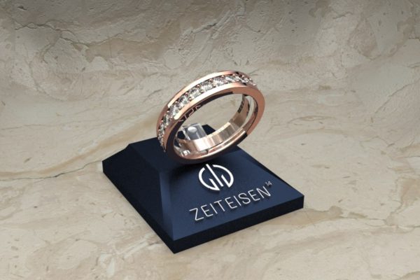 Memoire-Ring aus Rotgold mit Diamanten